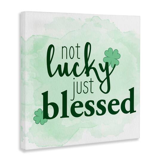 Stupell Industries Just Blessed Green Shamrocks Canvas Wall Art